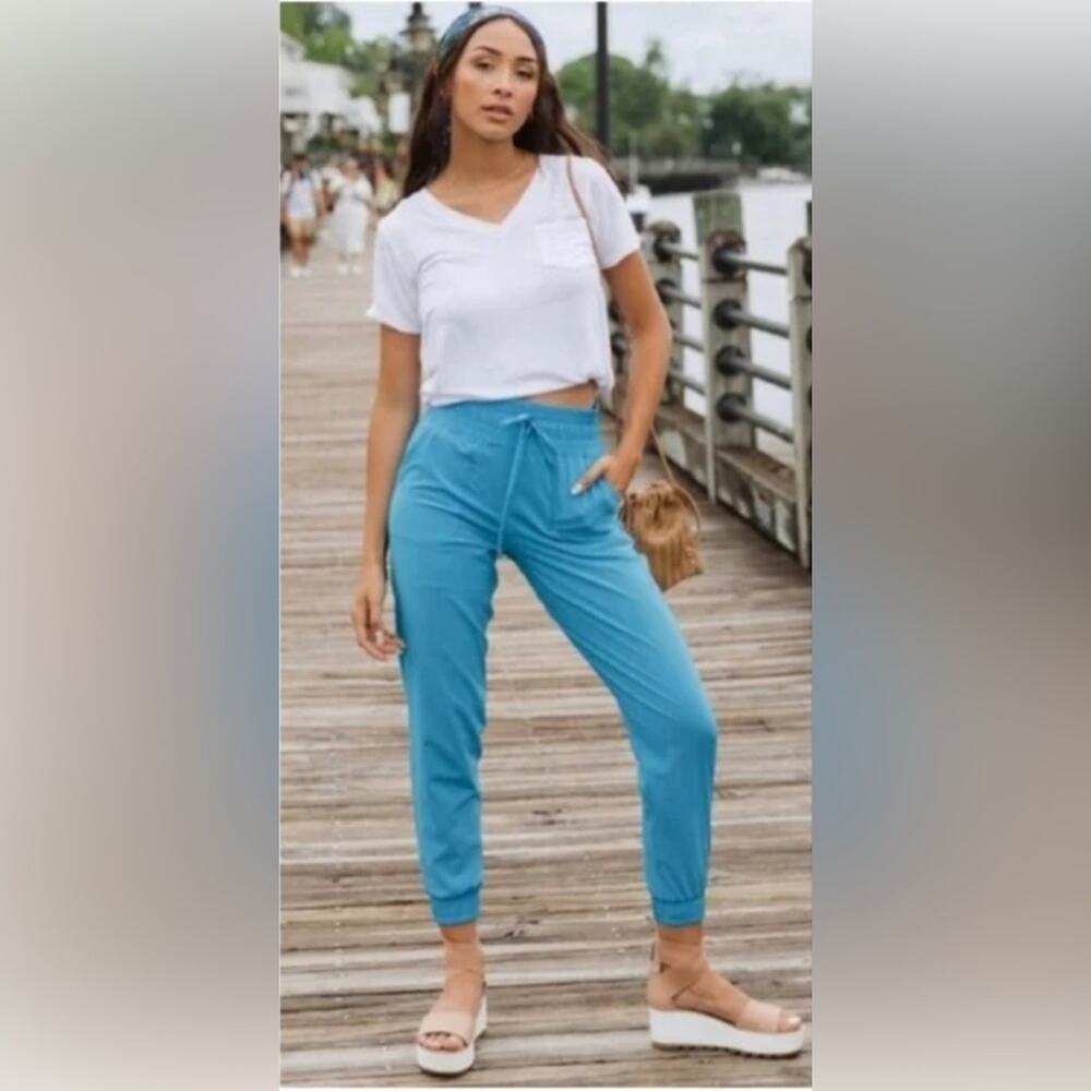 Albion Fit Jetsetter Jogger Pants Classic Zipped Jetsetter Teal Blue Small